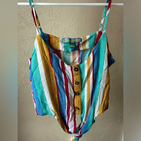 Good Luck Gem Crop Top Striped Sz Small - Picture 4 of 7